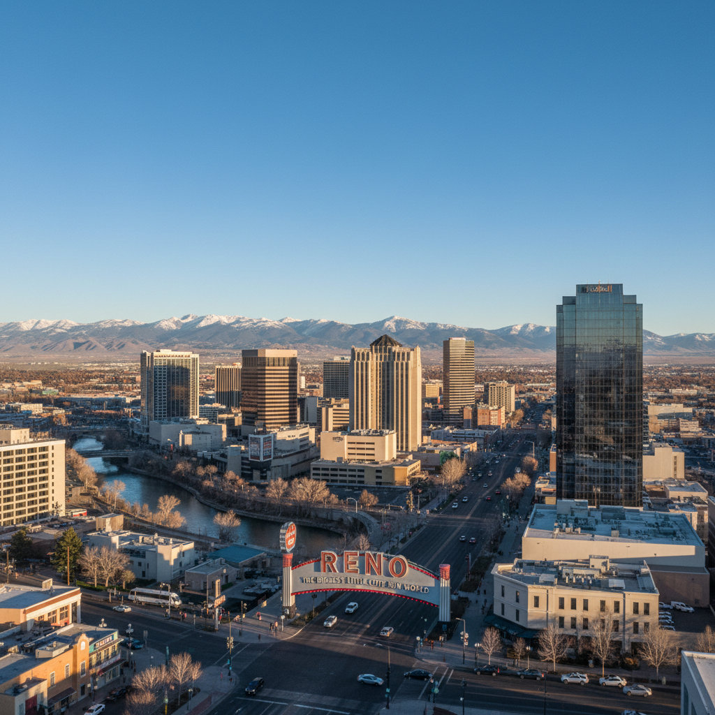 Reno, Nevada with Sierra Nevada mountains